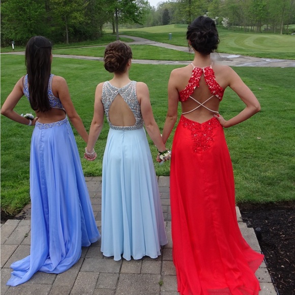 Red Cutout Prom Dress - Picture 2 of 8